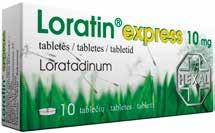 6 Super pasiūlymai Alerginei slogai ir dilgėlinei gydyti LORATIN EXPRESS 10 mg, 10 tablečių Nereceptinis Veiklioji medžiaga, stiprumas: 1 tabletėje Loratin Express, 10 mg yra 10 mg loratadino.