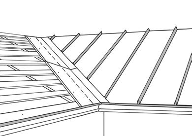 Sumontuokite stogo lakštus virš sąlajos. Lakštų pripjovimo kampą galite pasižymėti naudodami trikampį šabloną.