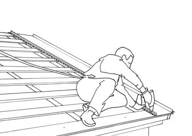 Stogo montavimas Prieš montuodami pirmąjį stogo lakštą, pritvirtinkite Classic karnizo lentą.