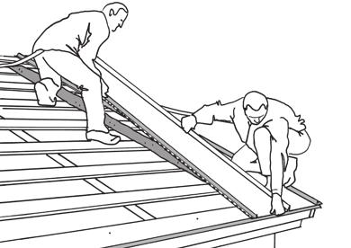 Būkite atidūs montuodami pirmą stogo lakštą. Pirmo lakšto teisingas padėjimas karnizo lentos atžvilgiu, likusį stogą leis sumontuoti lengvai ir tiksliai.