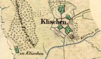 4 4. Klišių k. 1834 m. žemėlapyje Klischen im Preußischen Urmesstischblatt 1834 iš Berlyno m.