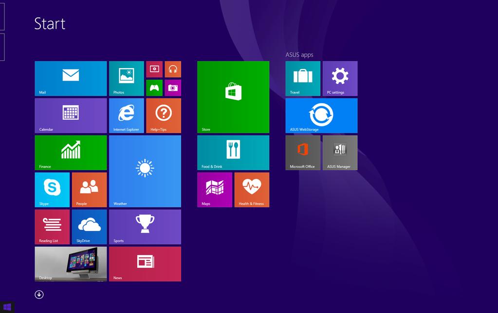 Pradžios mygtukas Windows 8.1 sistema turi pradžios mygtuką, kuris suteikia galimybę įjungti paskiausiai naudotą programą.