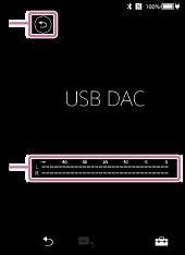 USB-DAC ekranas Grotuvą galite naudoti kaip USB-DAC įrenginį. Naudokite šią funkciją, norėdami klausytis muzikos kompiuteryje. Kaip persijungti į funkciją USB-DAC Bibliotekos rodinyje bakstelėkite. 1.