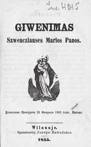 puslapis Motiejaus Valančiaus Gyvenimo Švenčiausios Marijos Panos (1882; pirmas leidimas 1874) antraštinis puslapis Marijos Panos (1874).