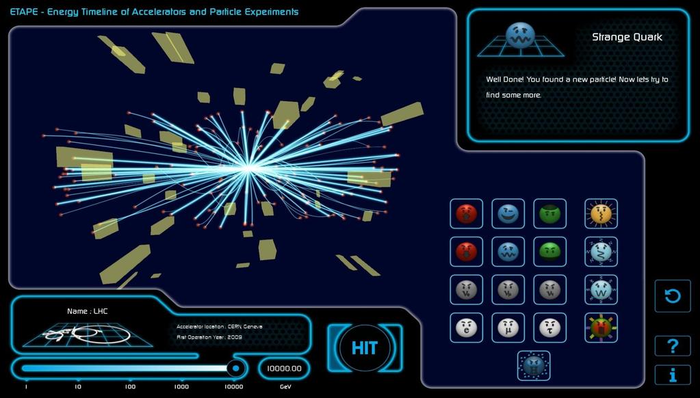 CERN MediaLab: ETAPE Etape kompiuterinis žaidimas, supažindinantis su pastatytais greitintuvais ir dalelių