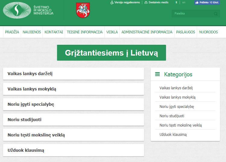 Sugrįžtantiesiems į Lietuvą informacija
