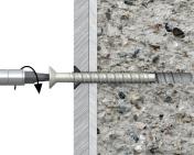 concrete [Lithuanian]: Installation guide 1. Naudojant perforatorių išgręžkite reikiamo skersmens ir gylio skylę. 2.