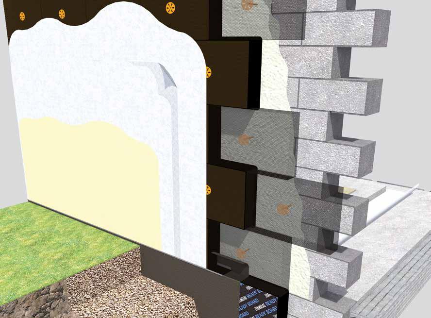 Izoliacija fasadui su hidraulinių kalkių tinku (ETICS) Fasadų izoliacija Laikanti siena (betonas/mūro blokai) Kalkinio