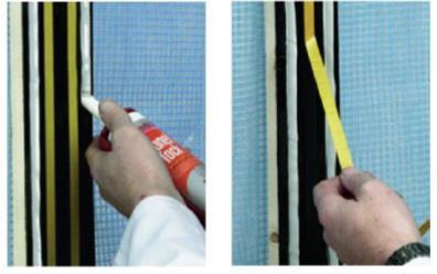 7. Specialūs HPL klijai tepami naudojant mechaninį arba elektrinį klijų spaudimo įrenginį.