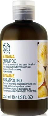 Be silikonų, parabenų ir dažiklių Kaina 20 (parduotuvėje 34) (250 ml) Bananų plaukų šampūnas (250 ml) Švelnus, drėkinamasis šampūnas visiems plaukų tipams.