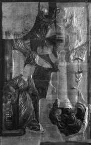Paveikslas Apreiškimas Švč. Mergelei Marijai prieš restauravimą atskirtų 22 detalių, prikalti vinutėmis per tapybos sluoksnius prie paveikslo pagrindo. Aptaisai dengia didelę dalį kompozicijos.