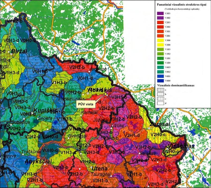 6 pav. Ištrauka iš Lietuvos kraštovaizdžio vizualinės struktūros žemėlapio 22.