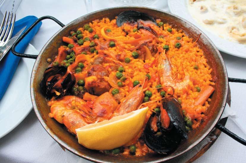 pasaulio virtuvės Ispaniškosios paeljos rūšys Paelja (paelle) nacionalinis ispanų patiekalas, dažniausiai gaminamas su moliuskais, kalmarais ir jūrų vėžiais.
