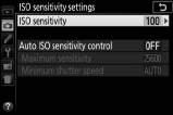 ISO Sensitivity Settings (ISO jautrumo nustatymai) Suderinkite ISO jautrumą (0 107).