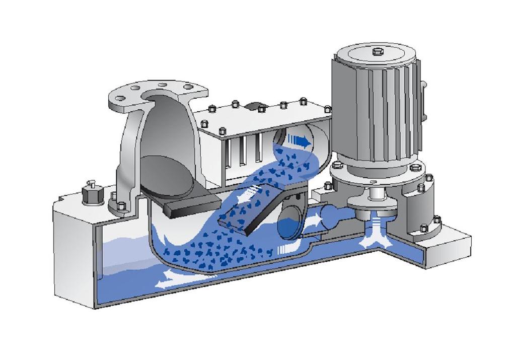 Veikimo principas Awalift įrenginys atskiria nuotekas į dalinai išvalytas ir nuotekas su kietosiomis dalelėmis, todėl siurblys pumpuoja tik iš anksto dalinai išvalytas nuotekas.