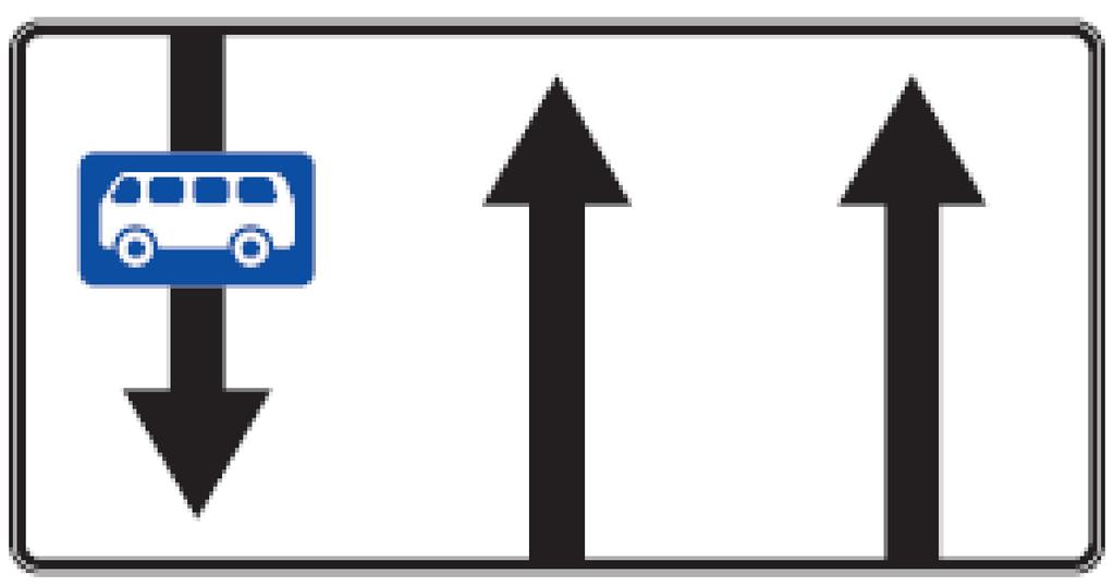 Kai kelio ženklas naudojamas su galiojimo laiką nurodančiomis papildomomis lentelėmis, nurodo, kad maršrutiniam transportui skirta eismo juosta galioja nurodytu laiku 524 Kelias su eismo juosta