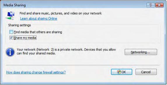 1 Windows medijų leistuvas v11 operacinėje sistemoje Windows Vista 2 Nustatymas bendrinti tinkle Windows Media Player (