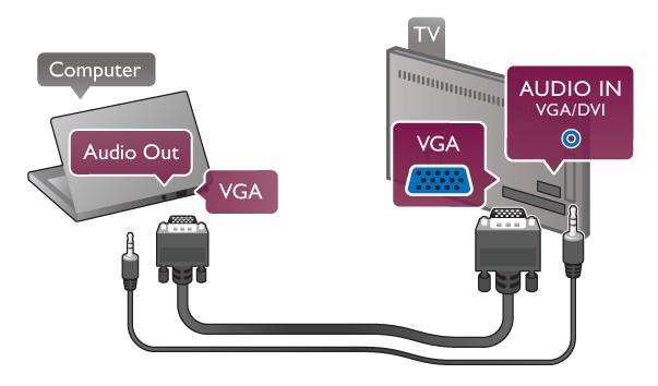 Kompiuteris Galite prijungti kompiuter! prie televizoriaus ir naudoti televizori" kaip kompiuterio monitori". Su VGA Naudodami VGA laid# prijunkite kompiuter!