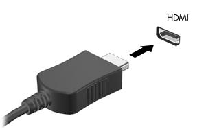 Vaizdo įrenginių prijungimas HDMI laidu (tik tam tikruose gaminiuose) PASTABA: jei prie kompiuterio norite prijungti HDMI įrenginį, jums reikia HDMI laido (įsigyjamas atskirai).