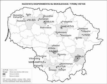 Daiva Aliūkaitė 1 PAV. Tiriamieji punktai Taigi šio svarstymo pagrindas kalbinių nuostatų eksperimentų, vykdytų aplink 7 didžiausius regioninius Lietuvos miestus ir Vilniuje, duomenys.