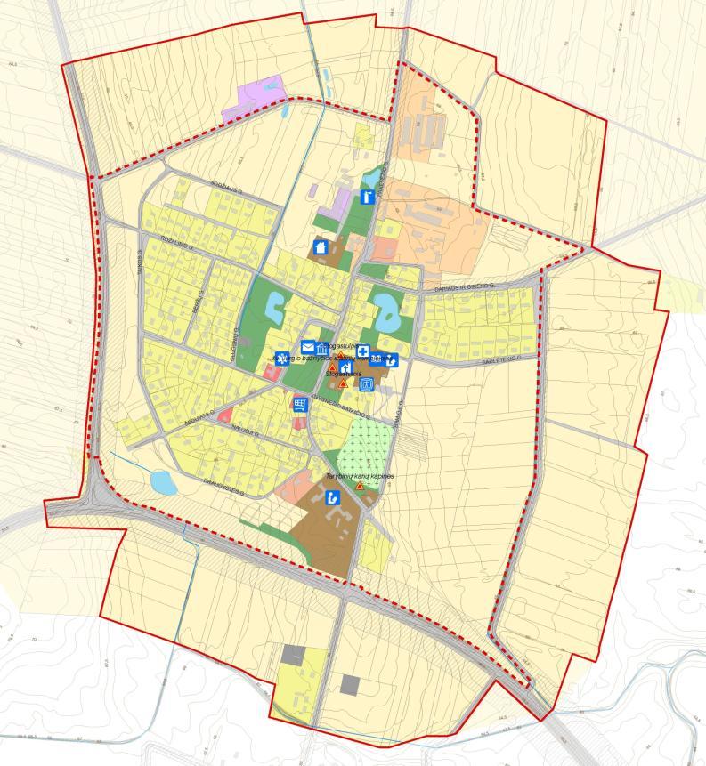 1 pav. Smilgių miestelio BP esamos būklės analizės teritorinės apimties schema Išeities duomenys esamos būklės analizė.