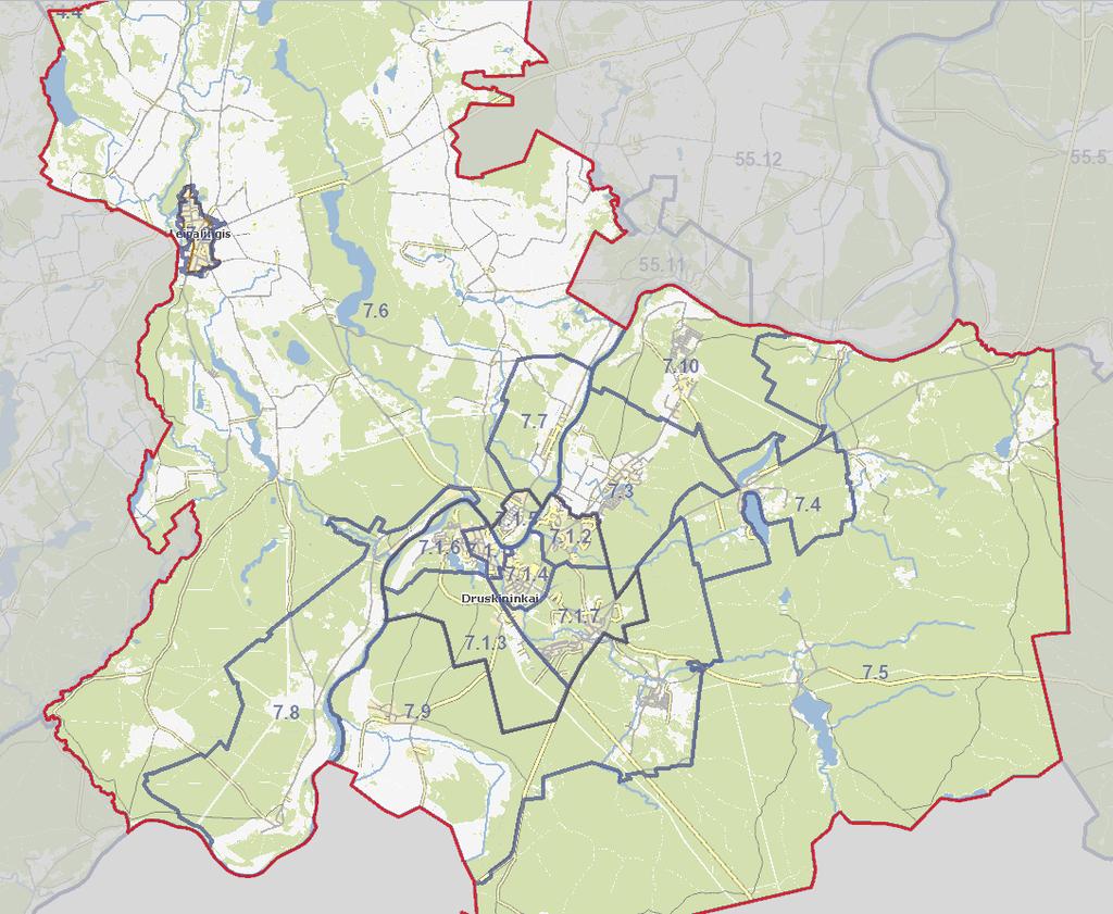 1. Druskininkų savivaldybės nekilnojamojo turto rinkos apžvalga 217 m. Druskininkų savivaldybė yra suskirstyta į 16 nekilnojamojo turto verčių zonų, kuriose nekilnojamojo turto kainos yra skirtingos.