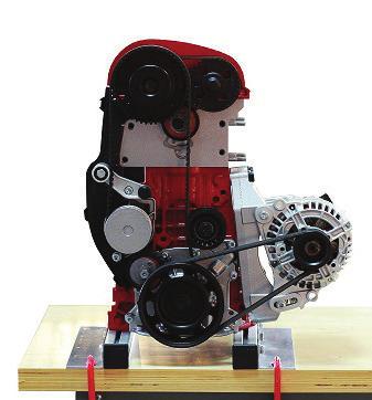 Aiškiai matomi komponentai: Variklio blokas Variklio galvutė su degimo kameromis Alkūninis velenas Švaistikliai DOHC dujų paskirstymo mechanizmas (velenėliai, vožtuvai, kompensatoriai, ir kt.