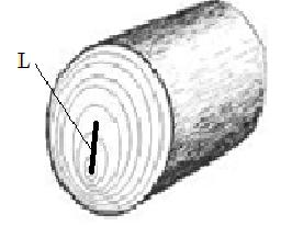 EŠ% = 100L/D Ekscentrinė šerdis. Šerdies nutolimas nuo apvaliosios medienos skerspjūvio geometrinio centro. Ekscentrinės šerdies matavimas.