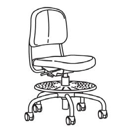 VISOS DALYS IR JŲ KAINOS Sukamoji kėdė BLECKBERGET. Sėdynės P47 G45 cm. Didž. apkrova 110 kg. Aukščio reguliavimas: 47-59 cm.