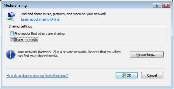 1 Windows medijų leistuvas v11 operacinėje sistemoje Windows Vista 2 Nustatymas bendrinti tinkle Windows Media Player (