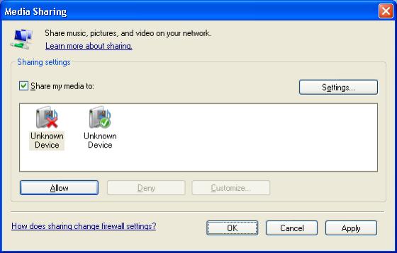 Windows medijų leistuvas v11 operacinėje sistemoje Windows XP 1 Nustatymas bendrinti tinkle 2 Windows Media Player ( Windows medijų leistuvo) meniu pasirinkite Library (biblioteka), tada Media