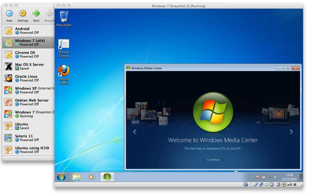 5 pav. Oracle VM VirtualBox 1.4.2. Virtual PC Microsoft Windows Virtual PC yra Microsoft virtualizavimo technologija.