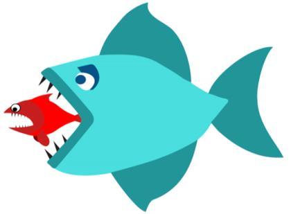 Pavyzdžiai: Įregistruoto skiriamojo požymio pakeitimas Prekės ir Motyvai naudojamas su skiriamuoju vaizdiniu elementu (mėlyna žuvimi) taip, kad naudojamame žymenyje atsiranda ir vienas vienetas, ir