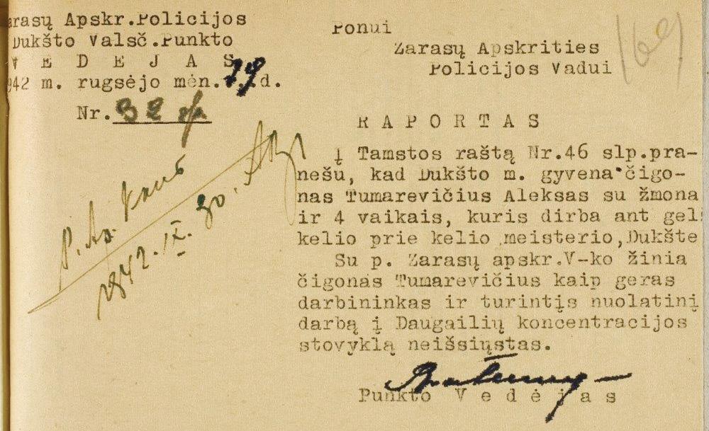 Dr. Arūnas Bubnys Romų persekiojimas Lietuvoje Dokumentas iš LCVA, f. R-1106, ap. 1, b. 56, l. 170. 1942 m. rugpjūčio 27 d.