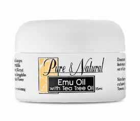 Emu Oil with Tea Tree Oil Pure&Natural emu taukai su arbatmedžio sviestu, balzamas Kodas: 91605 Pateikimo forma 15 ml Medetkos, alyvuogių aliejus, emu taukai, saldžiųjų migdolų, abrikosų kauliukų,