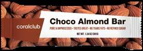 Choco Almond Bar Choco Almond Bar Kodas: 91684 Pateikimo forma 38 g Žemės riešutų sviestas, migdolų sviestas, agavų sirupas, datulių pasta, šokolado gabaliukai, ryžių traškučiai, graikiniai riešutai,