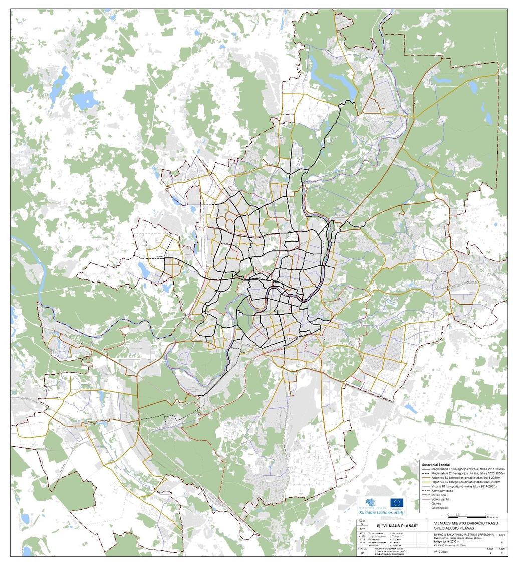 Bizausko gatvės atkarpos zonoje patvirtintame Vilniaus miesto dviračių takų specialiojo plano dviračių takų tinklo plėtros Dviračių takų tinklo infrastruktūros plėtra ir kategorijos iki 2030 m.