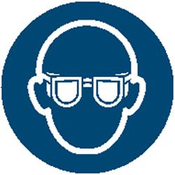 Akių ir (arba) veido apsaugą Tinkama akių apsauga: apsauginiai akiniai.