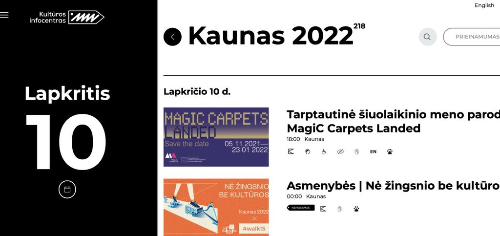 2.5 Kultūros infocentro maketai Visi renginiai, kurie yra Kaunas 2022 programos dalis, sukurtas bendras