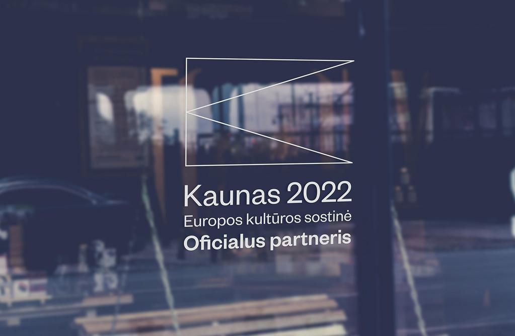 3.2 Kaunas 2022 Oficialus partneris logotipo naudojimo pavyzdžiai Kaunas 2022 logotipo versijos Oficialus partneris naudojimo pavyzdys: lipdukas ant organizacijos durų, vitrinos ar langų.