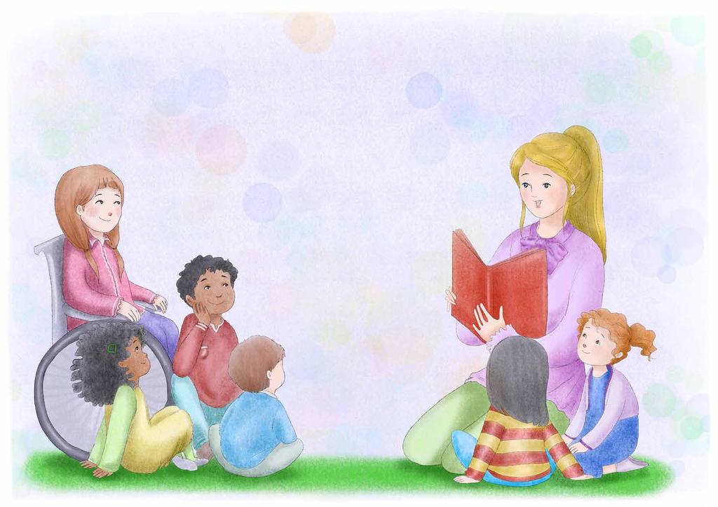 Madame Constance paima knygą ir sako: une histoire. Vaikai susėda aplink ją. Onutei patinka klausytis istorijų.