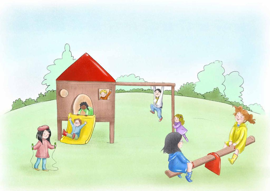 Žaisdama parke su vaikais Onutė kalbasi prancūziškai.
