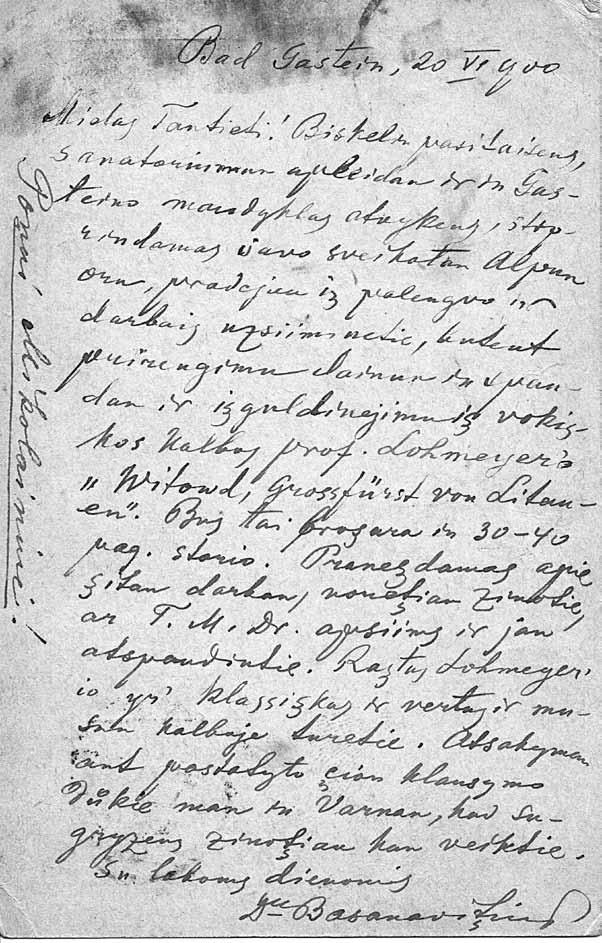 1900-06-20 Jono Basanavičiaus laiškas Juozui J.