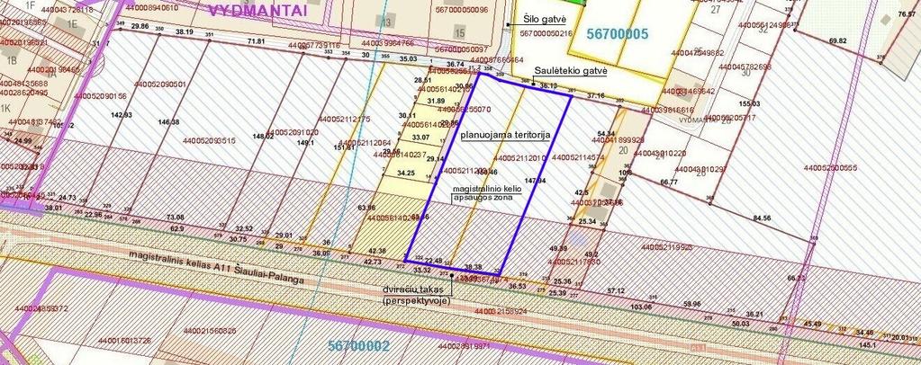 2 pav. Teritorijų planavimo erdvinių duomenų žemėlapio ištrauka(www.geoportal.lt) Susisiekimo komunikacijos: Nuo magistralinio kelio Nr.