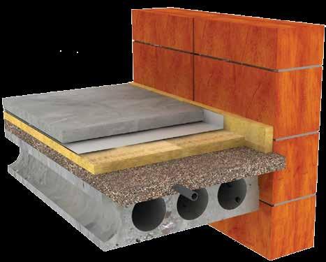 ISOVER gaminiai judriųjų grindų garso izoliacijai ISOVER FLO 35 Kietos apkrovas laikančios mineralinės vatos plokštės,dengtos stiklo audiniu.