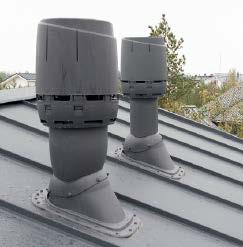 serijos produktai šlaitiniams stogams serijos stogo ventiliatoriai ir ventiliacijos kaminėliai ant stogo montuojami kartu su praėjimo elementu.