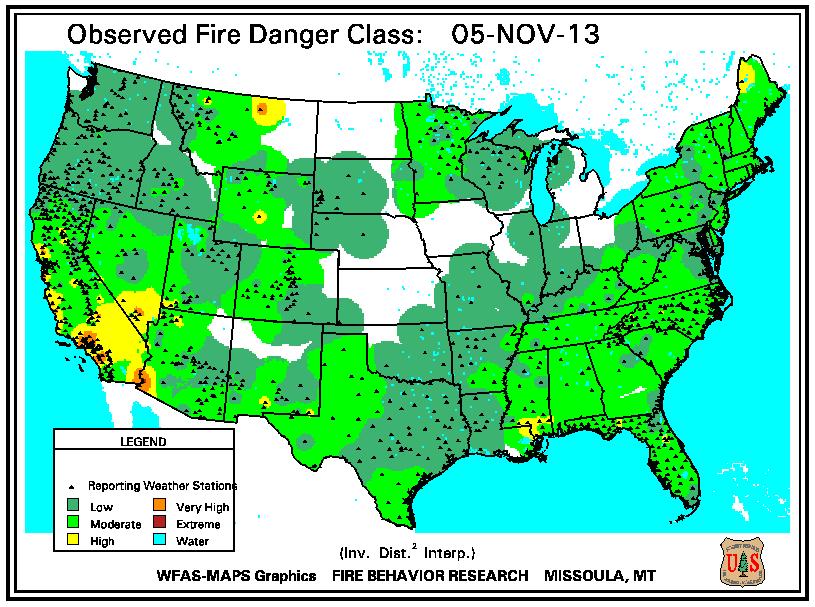 6.13 pav. Gaisrų tikimybės žemėlapis (JAV miškų tarnyba) http://www.fs.fed.us/land/wfas/fd_class.png Žemėlapių ir informacijos vertinimas.