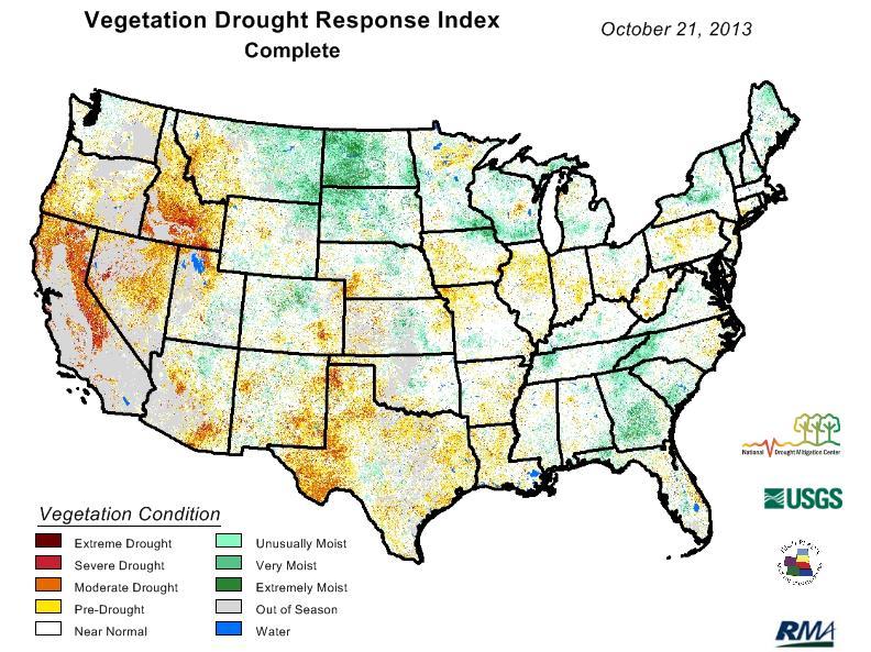 6.2 pav. Augalų atsparumo sausrai indeksas 2. Nacionalinės meteorologinės tarnybos registruojamų kritulių suvestinių (analizės); 3. Ilgalaikės / trumpalaikės sausros indeksų derinio (6.
