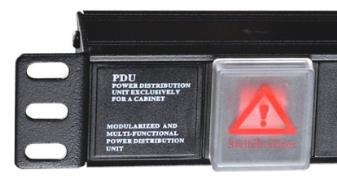 10Eur PDU09 19 9x230V maitinimo panelė 11Eur Modeliuose su mygtuku, mygtukas yra uždengtas