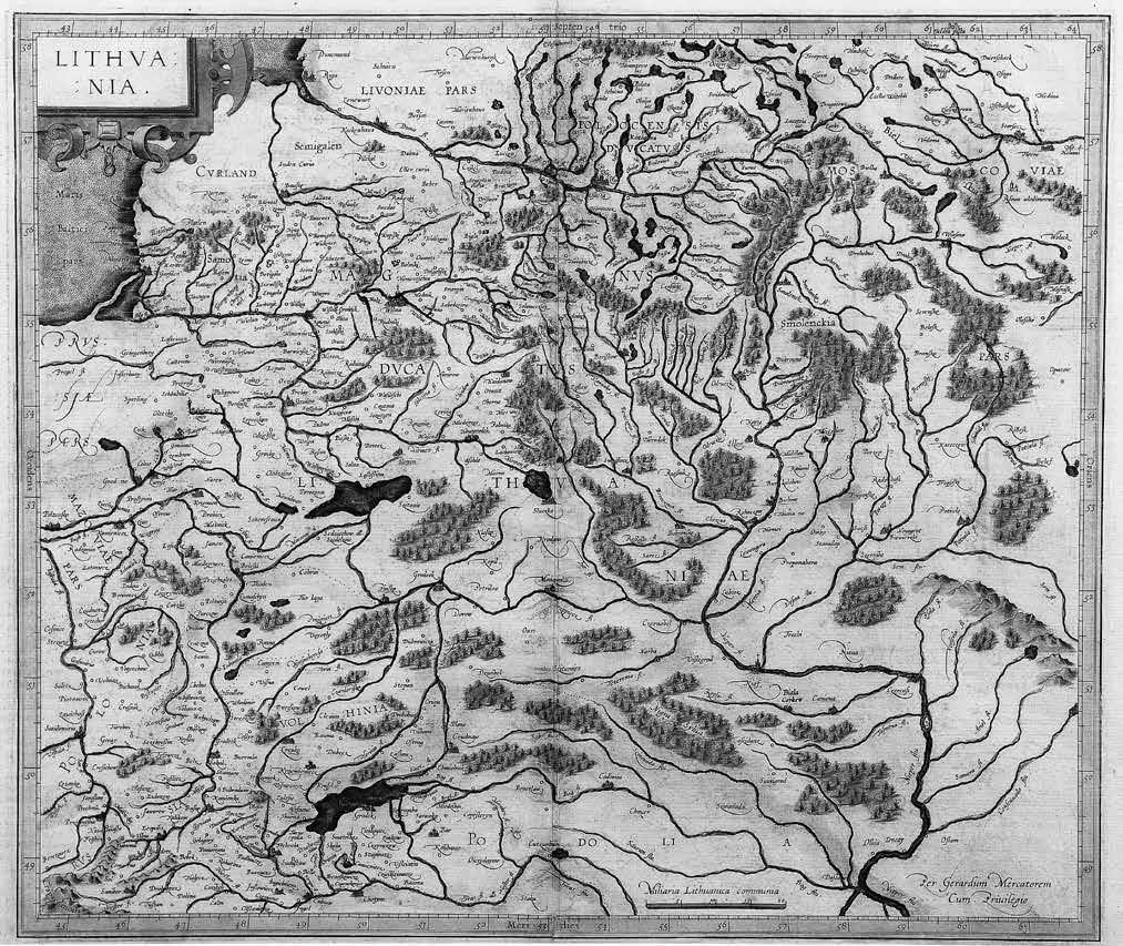 Gerardas Merkatorius (Gerardus Mercator, 1512 1594). Lietuvos žemėlapis Lithvania. Duisburgas, Vokietija, 1595 m. tus galima būtų pasiskolinti tik laikinai eksponuoti parodose.